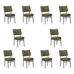 Set van 10 Leren eetkamerstoelen Rondo - Toledo Olive, Ophalen of Verzenden, Nieuw, Leer, Vijf, Zes of meer stoelen