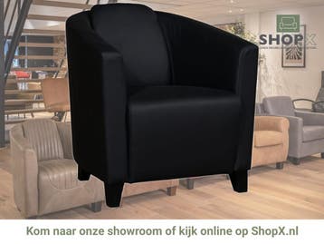 Leren fauteuil Press - Hermes Nero (zwart) - Poten hout, Huis en Inrichting, Fauteuils, Nieuw, Ophalen of Verzenden, Eigentijds, Klassiek, Retro, Romantisch, Vintage
