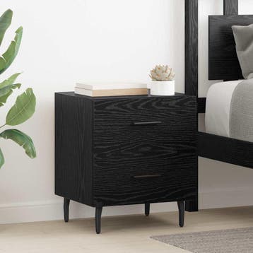 vidaXL Nachtkastje 2 st Zwart Eiken 40 x 35 x 47,5 cm, Minder dan 45 cm, Verzenden, Nieuw, Minder dan 55 cm