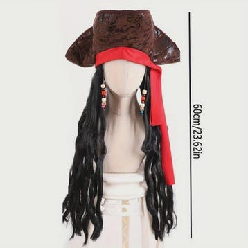 Zwarte Lange Krullende Pruik - Piratenkapitein Cosplay & Fee, Verzenden, Nieuw