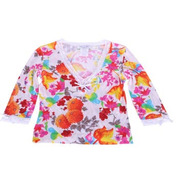 Christian Dior Bloementop Multicolor met Kant - FR 38, Kleding | Dames, Verzenden, Zo goed als nieuw
