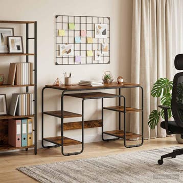 vidaXL Bureau met opbergruimte Gerookt eiken 113.5 x 52 x, Huis en Inrichting, Bureaus, Verzenden, Nieuw