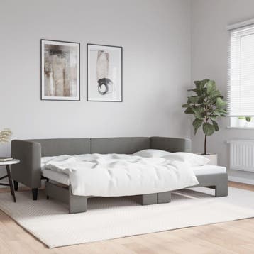 vidaXL Slaapbank met onderschuifbed 80x200 cm stof, Huis en Inrichting, Slaapkamer | Bedden, Eenpersoons, Verzenden, Nieuw, 80 cm