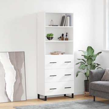 vidaXL buffetkast 69,5x34x180 cm bewerkt hout wit, Huis en Inrichting, Kasten | Buffetkasten, Verzenden, Nieuw, 50 tot 100 cm