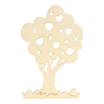 Houten ornament boom 16cm, Hobby en Vrije tijd, Breien en Haken, Verzenden, Nieuw