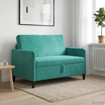 vidaXL Bank met opslag Turquoise 122 x 78 x 87 cm Polyester, Huis en Inrichting, Banken | Bankstellen, Verzenden, Nieuw, Kunststof