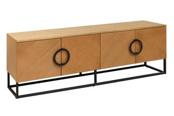 TV-onderkast GRANDEZZA 180 cm, eikenhoutlook met zwart, Ophalen of Verzenden, Nieuw