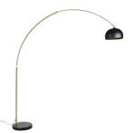 Moderne booglamp messing met marmeren voet en zwarte kap, Verzenden, Nieuw, Modern