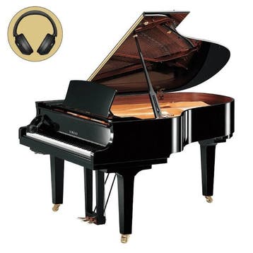 Yamaha C3X SH3 PE messing silent vleugel (zwart hoogglans), Nieuw, Zwart, Vleugel