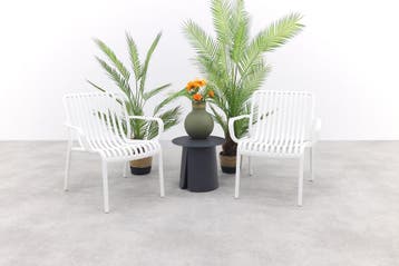 VDG Stripe/Velora loungestoelen set (3-delig) - Wit/Royal, Verzenden, Nieuw, Kunststof, Loungeset