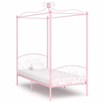 vidaXL Hemelbedframe metaal roze 90x200 cm, 90 cm, Eenpersoons, Verzenden, Nieuw
