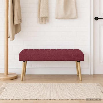 vidaXL Kanaal-geplooide bank Wijnrood 110 x 40 x 46 cm Stof, Huis en Inrichting, Verzenden, Nieuw, Stof