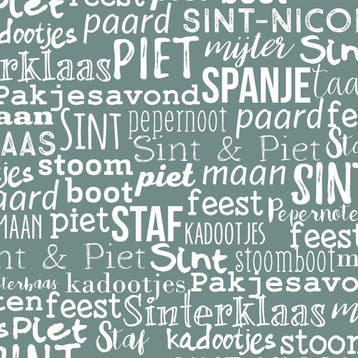 Sinterklaas cadeaupapier op rol Handlettering Grijs 50 cm –, Ophalen of Verzenden, Nieuw