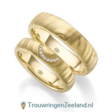 Trouwringen met geluidsgolven Zweiklang in geelgoud bre..., Verzenden, Nieuw