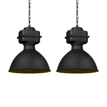 Set van 2 industriële hanglampen klein mat zwart - Sicko, Verzenden, Nieuw, Industrieel