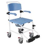 Douchestoel en toiletstoel in 1 met 5 wielen blauw, Diversen, Ophalen of Verzenden, Nieuw