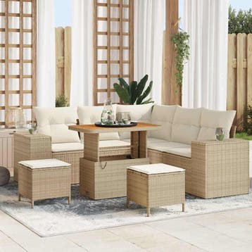 vidaXL Tuin Sofa Set 8 st Beige poly rattan, Verzenden, Nieuw, 8 zitplaatsen