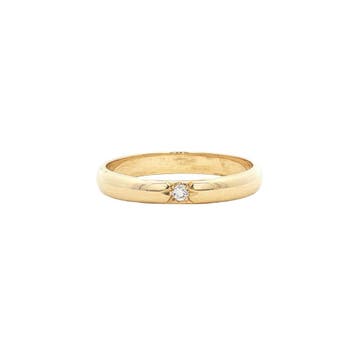 Gouden ring met diamant 14 karaat, Verzenden, Zo goed als nieuw, Goud