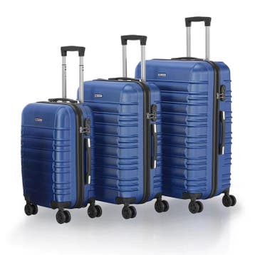 Harde Kofferset Rome - 3-Delig - ABS - Blauw, Sieraden, Tassen en Uiterlijk, Koffers, Verzenden, Nieuw