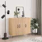 vidaXL Dressoir 90x34x80 cm bewerkt hout sonoma eikenkleurig, Verzenden, Nieuw, 50 tot 100 cm, 25 tot 50 cm