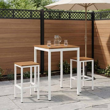 vidaXL Tuinbar Tafel Natuurlijk en Wit 70 x 68,5 x 105 cm, Verzenden, Nieuw