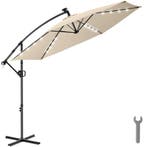 Parasol Artemis, 360° draaibaar, LED-solar, 3 x 3 m - beige, Verzenden, Nieuw