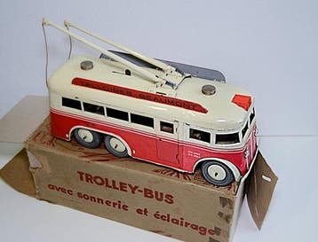 Joustra - Blikken speelgoed - trolley-bus - 1950-1960 -