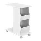 Bijzettafel op wielen met remmen 53x30x63 cm MDF wit, Verzenden, Nieuw