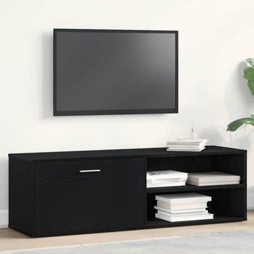 vidaXL TV-meubel Zwart Eiken 120x34x37 cm Bewerkt Hout, Verzenden, Nieuw, Overige houtsoorten