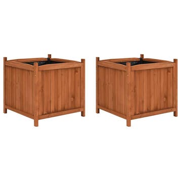 vidaXL Plantenbakken verhoogd 2 st 50x50x50 cm vurenhout, Tuin en Terras, Bloembakken en Plantenbakken, Verzenden, Minder dan 60 cm