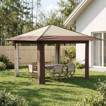 vidaXL Gazebo zonder Zijwand 3.3 x 3.3 m Crème en bruin, Verzenden, Nieuw