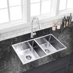 Dubbele spoelbak met droogrek | Wasbak | 87x44x20cm | Zilver, Verzenden, Nieuw