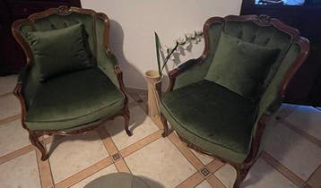 Fauteuil (2) - Walnoot - set fauteuils in Luigi-stijl, Antiek en Kunst, Curiosa en Brocante