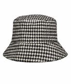 Bucket Hat Hoedje – Ruit Patroon – One Size – Wit Zwart, Nieuw
