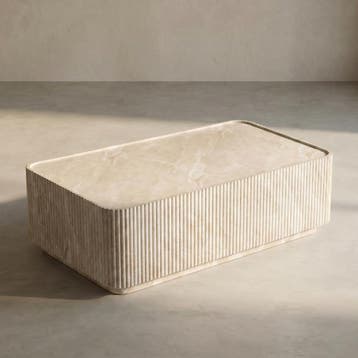 *WOONWINKEL* Rechthoekige Salontafel Beige Steen, Huis en Inrichting, Tafels | Salontafels, Verzenden, Nieuw