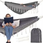 Hangmat | Met Franje | Antraciet | 150 x 210 cm, Ophalen of Verzenden