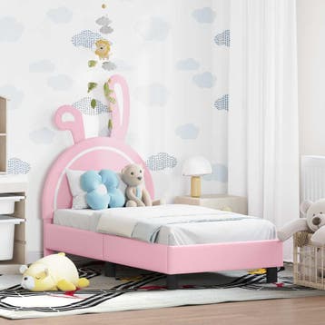 vidaXL Peuterbedframe met hoofdbord Roze 70 x 140 cm PU, Verzenden, Nieuw