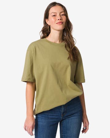HEMA Dames T-shirt Do relaxed fit groen, Verzenden, Nieuw
