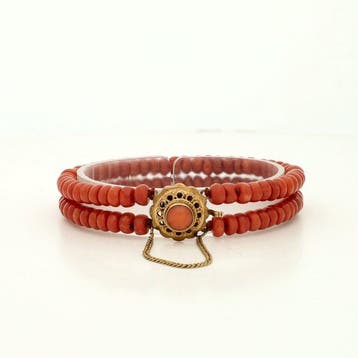 Armband - 14 karaat Geel goud - Bloedkoraal, Sieraden, Tassen en Uiterlijk, Armbanden, Nieuw