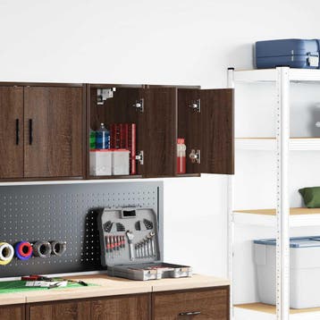 vidaXL Garagewandkasten 2 st spaanplaat bruin eiken, Verzenden, Nieuw