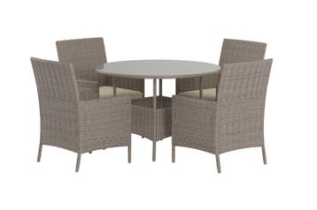tuinset-sven-5-delig-4-personen-rond-bruin-wicker-glas-the-o, Verzenden, Nieuw