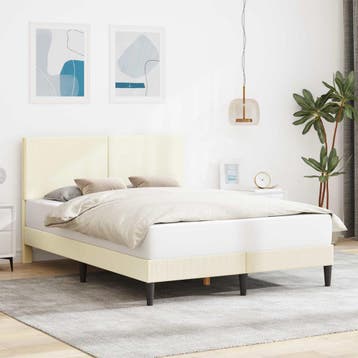 vidaXL Bedframe met hoofdeinde Crèmekleurig 120 x 190 cm, Verzenden, Nieuw, Crème