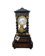 Portico klok (2) - Francia Napoleon III Hout, Messing, Brons, Antiek en Kunst, Antiek | Klokken