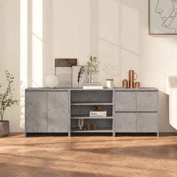 vidaXL 3 st Dressoirs bewerkt hout betongrijs, Verzenden, Nieuw, Overige houtsoorten