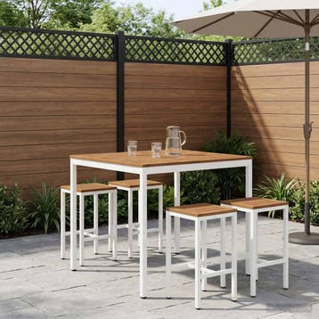 vidaXL Tuinbar Tafel Natuurlijk en Wit 110 x 108,5 x 105 cm, Verzenden, Nieuw