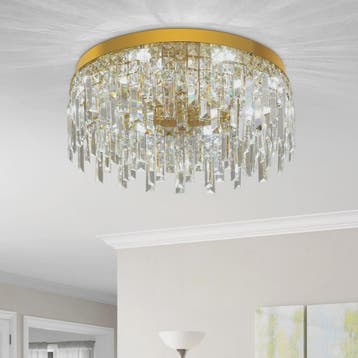 Luxe Gouden Kristallen Plafondlamp 50cm - Sfeervolle Verlich, Verzenden, Nieuw