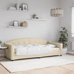 vidaXL Slaapbank 90x200 cm stof crèmekleurig, Huis en Inrichting, Slaapkamer | Bedden, 90 cm, Eenpersoons, Verzenden, Nieuw