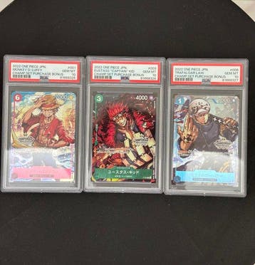 Bandai - 3 Graded card - One Piece - Monkey D. Luffy 001 -, Nieuw
