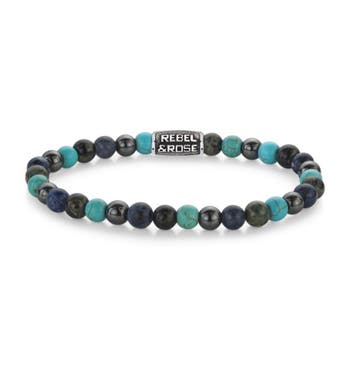 REBEL and ROSE ARMBAND RR-60132-V BLUE NIGHTS VINTAGE  M, Staal, Nieuw, Met edelsteen, Verzenden