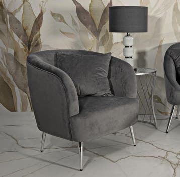 FAUTEUIL ZILVERKLEURIG MET KUSSEN CM 73X66X78 - 142822000P, Ophalen of Verzenden, Nieuw